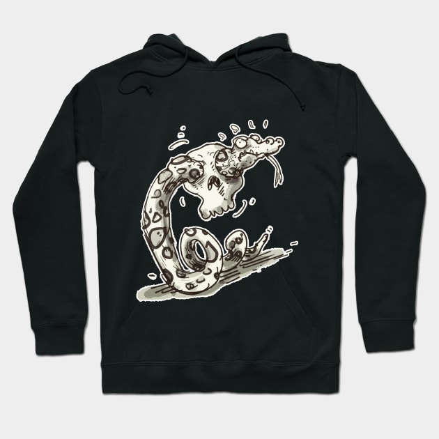 clumsy rattlesnake stuck while trying to pass throught into skull Hoodie by anticute